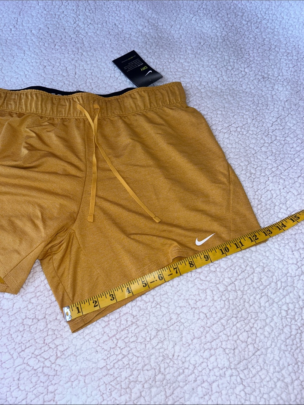 Nike Women's Mustard Yellow Dri-FIT Athletic Shorts - Picture 5 of 8